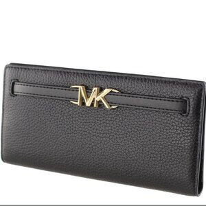 EUC - Michael Kors Reed Large Bifold Pebbled Leather Thin Snap Wallet Black